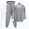 Knitted Casual Tracksuit Pant Suits Fashion Elegant 2 Piece Women Pullover Sweater Trousers Set