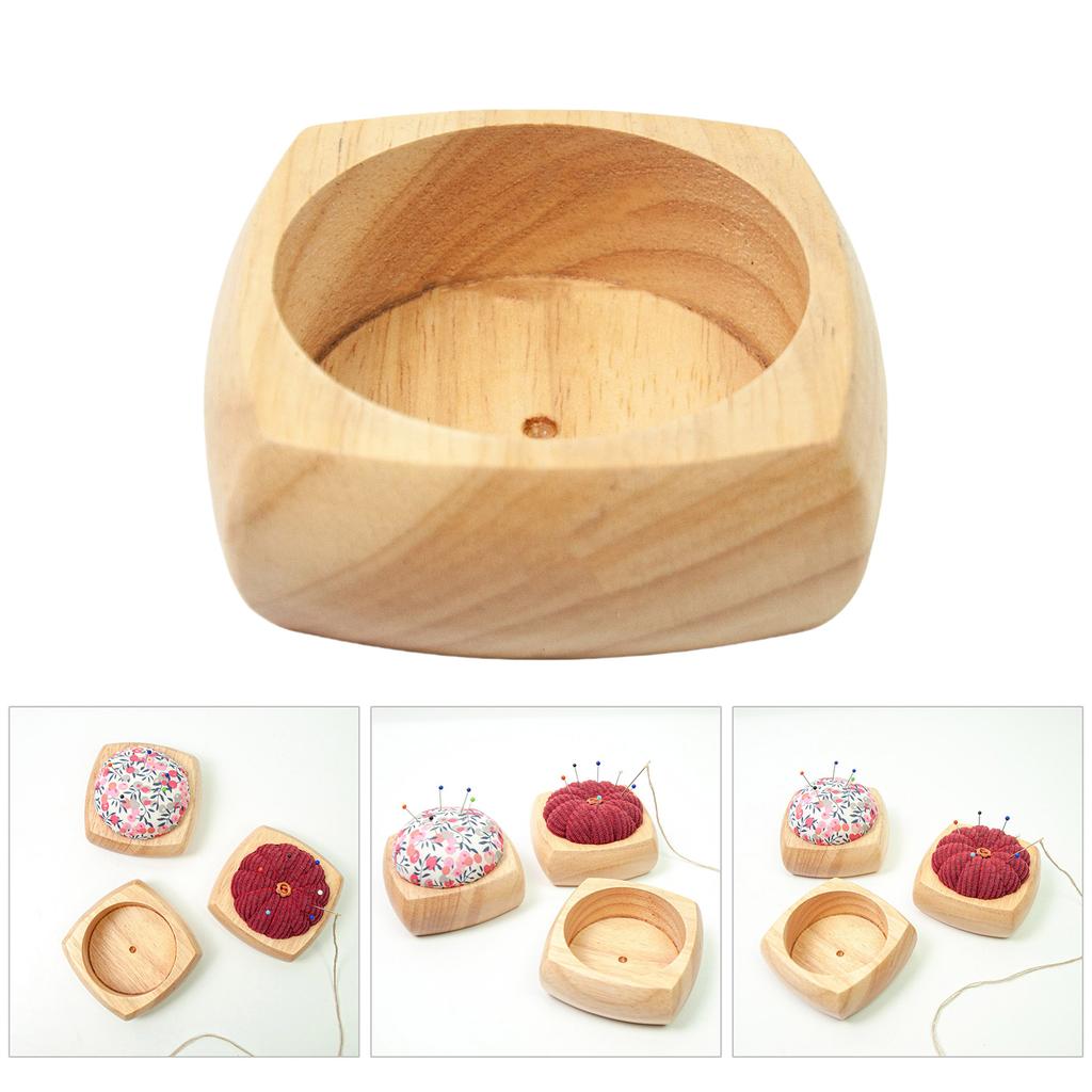 Round Wood Base for Pin Cushion 3.35x3.35Inch Needle Pin Cushion Storage Base for Sewing Enthusiasts and Craft Lovers