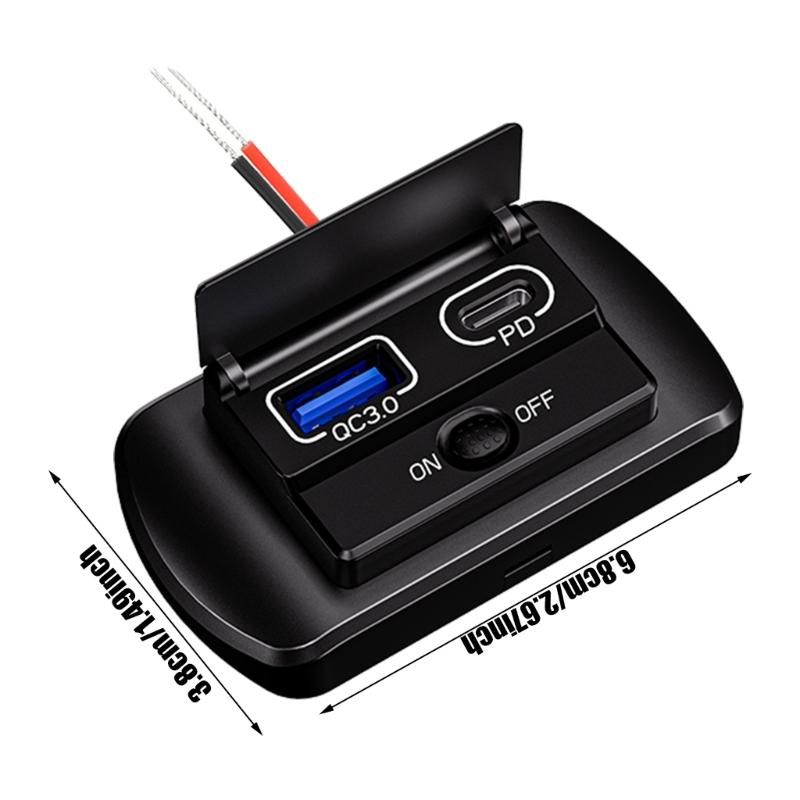 12 В USB-розетка Двойная QC3.0 Type C/USB Панель быстрой зарядки Настенный монтаж Автомобильный автомобильный USB-разъем Зарядное устройство Адаптер питания