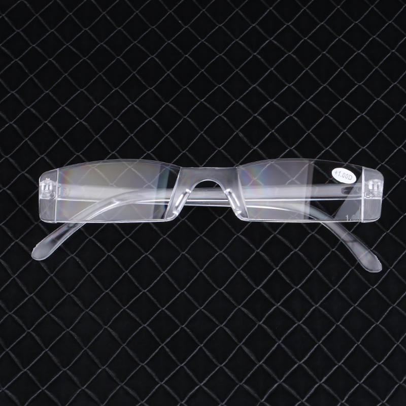 Transparent Presbyopia Reading Glasses Unisex Clear Plastic Fashion Rimless Eyeglasses Resin High Quality
