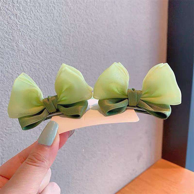 2PCS New Cute Fashion Fresh Yarn Three-dimensional Bow Hair Clips Girls Hairpins Hair Accessories Barrettes Kid Headdress
