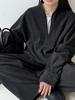 LUXI Женский повседневный осенне-зимний комплект: начесанная толстовка и брюки с изогнутыми штанинами - Стиль Old Money