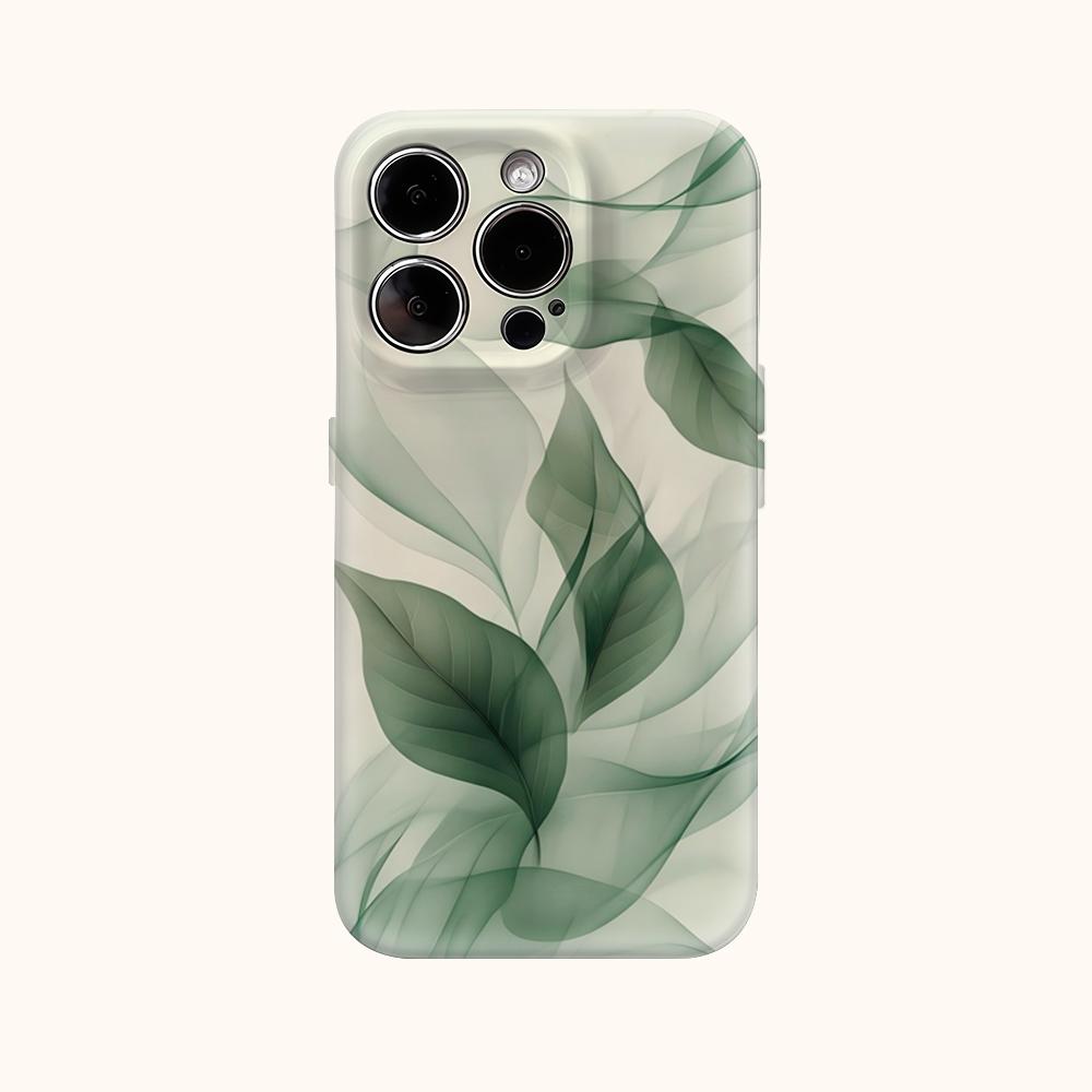 Прозрачный чехол для телефона с зелеными листьями для IPhone 17AIR 16E 16 15 14 13 12 11 17 Pro Max Plus Двухслойная задняя крышка