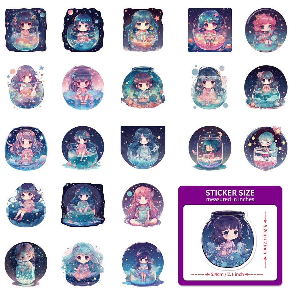 50 Наклеек Граффити Девочка Звездное Небо Новый Продукт Звездное Небо Лунный Свет Лунный Свет Стакан для Воды Мобильная Девочка Сделай Сам