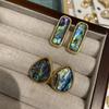 Серьги-гвоздики в стиле «ниша» из ракушек-абалонов 2025 года, новые темпераментные серьги в стиле ретро с геометрическими бриллиантами, серьги премиум-класса
