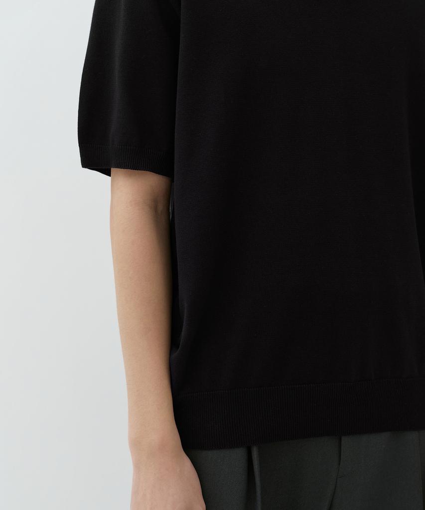 MUSINSA STANDARD Washable Supima Cotton Slit Neck Knitted Polo Shirt [Black]