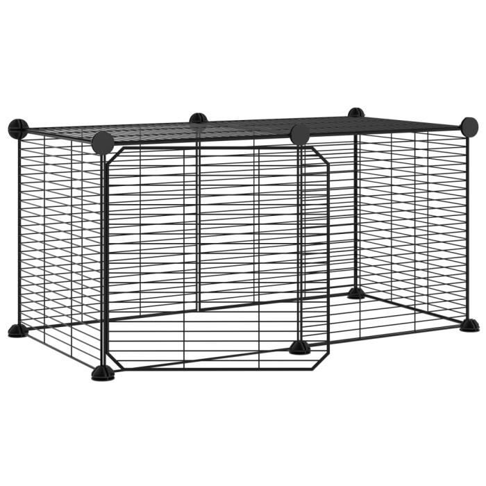 3114053 vidaXL Pet Cage with 8 Panels and Door Black 35x35 Cm