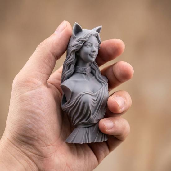 Женская фигурка с кошачьими ушками 3D-печатная женская бюст-скульптура для гостиной, офисного стола, книжной полки, домашнего декора