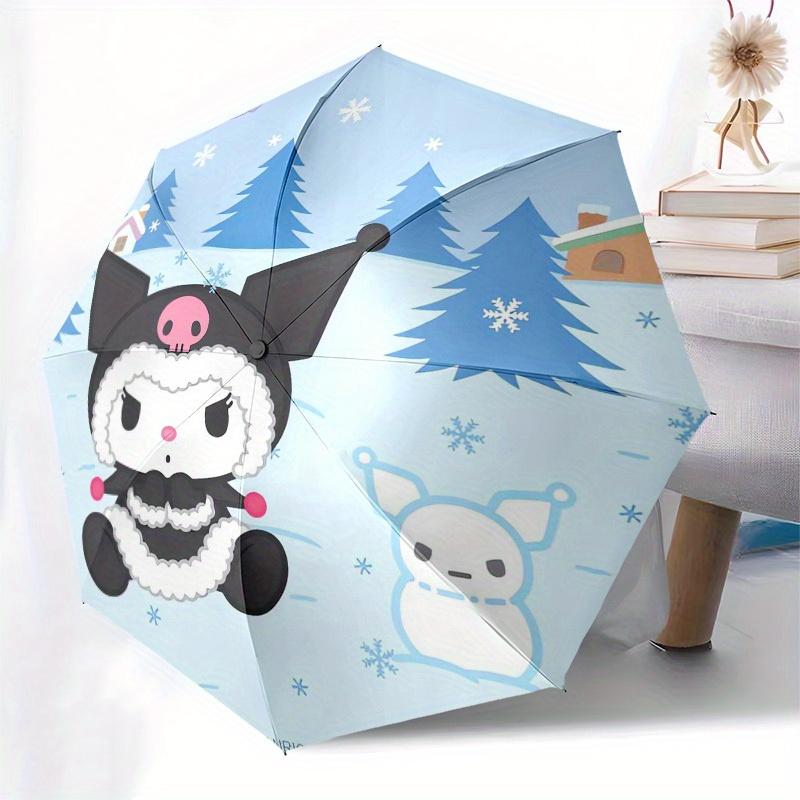 1pc Winter Wonderland with Kuromi Umbrella with Plastic Handle,Suitable for All Seasons Home Travel Outdoor UmbrellaSanlio304
