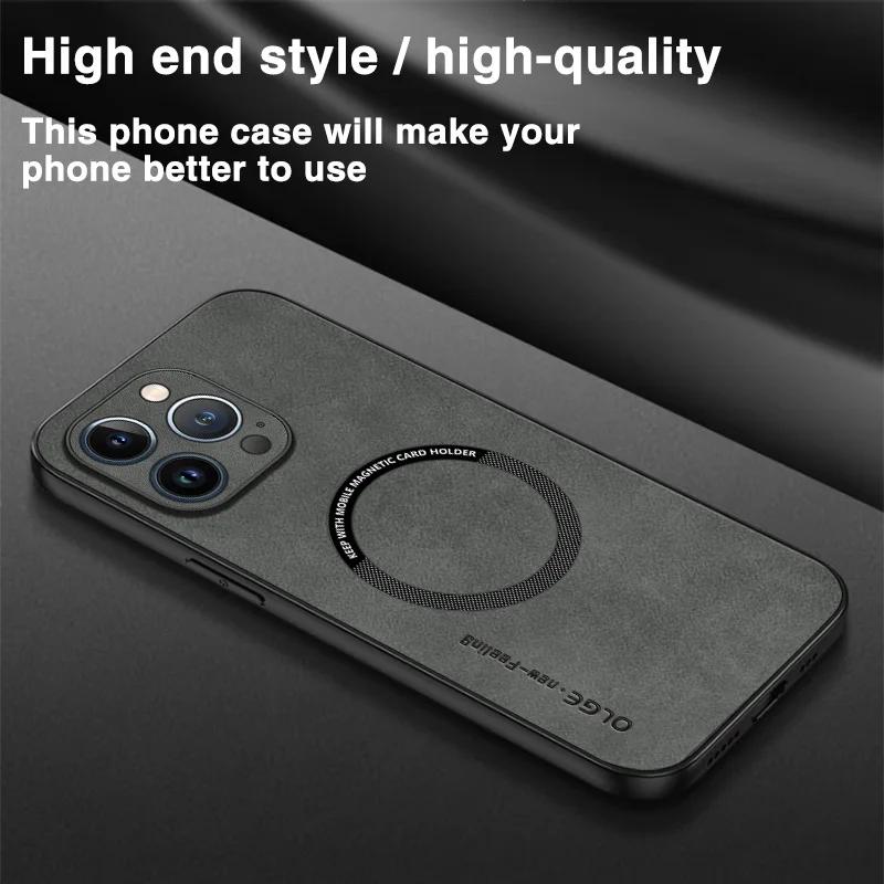 Magnetic For Magsafe Leather Case For iPhone 16 15 14 Pro Max 14pro 12 13 Pro Max 11 16e Luxury Wireless Charge Shockproof Cover