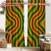 2pcs, 2D FLAT PRINTING Curtains (Without Rod) Retro Waves Halloween Festival Fashion Curtains Prints Light Filtering Curtains
