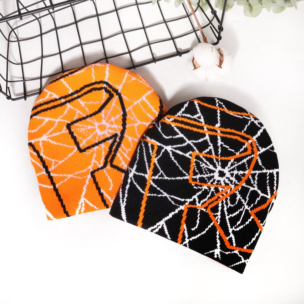 Spider Web Fashion Pattern Neutral Casual Warm Knitted Hat For Autumn Winter And