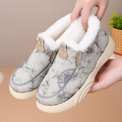 Рабочие лоферы для женщин, Нескользящие теплые зимние туфли, Ботинки на флисовой подкладке для мамы для улицы