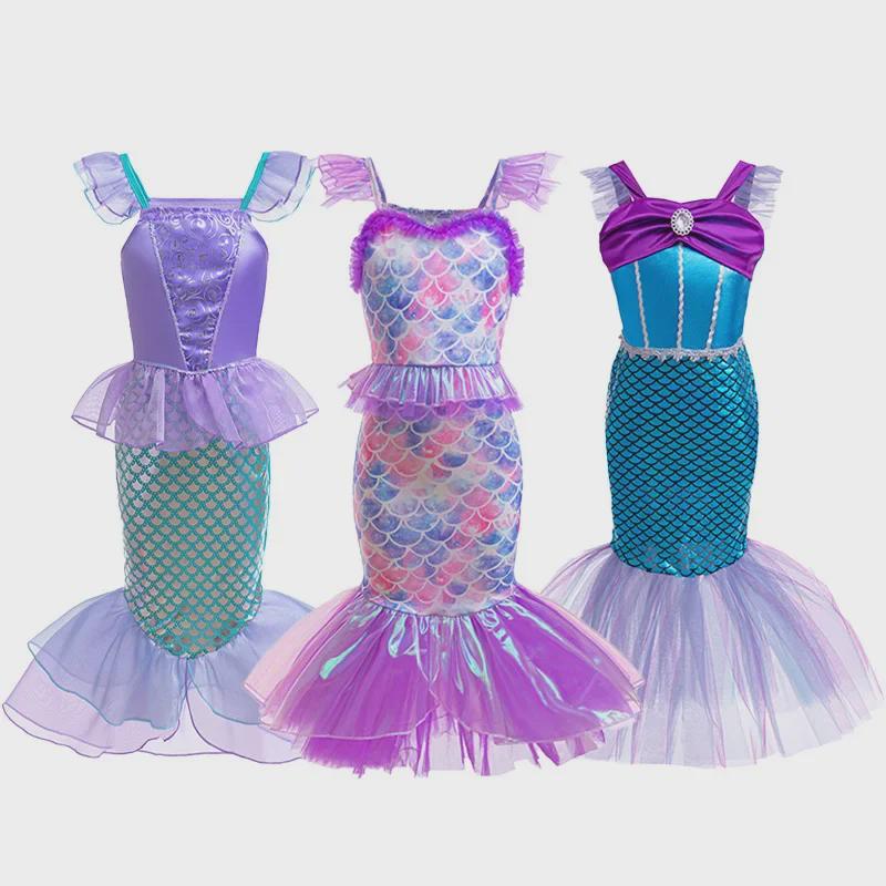 Платье принцессы Эльзы с градиентом 2025 года - пышная газовая юбка с рукавами-фонариками для девочек