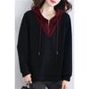 Fake Two-piece Spliced Hooded Sweatshirt Autumn and Winter Korean Style Contrasting Color Long-sleeved Top