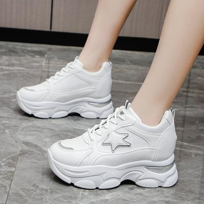 Женские туфли для папы, весенние, новые, с круглым носком, на шнуровке, цветные, студенческие, на платформе, белые туфли