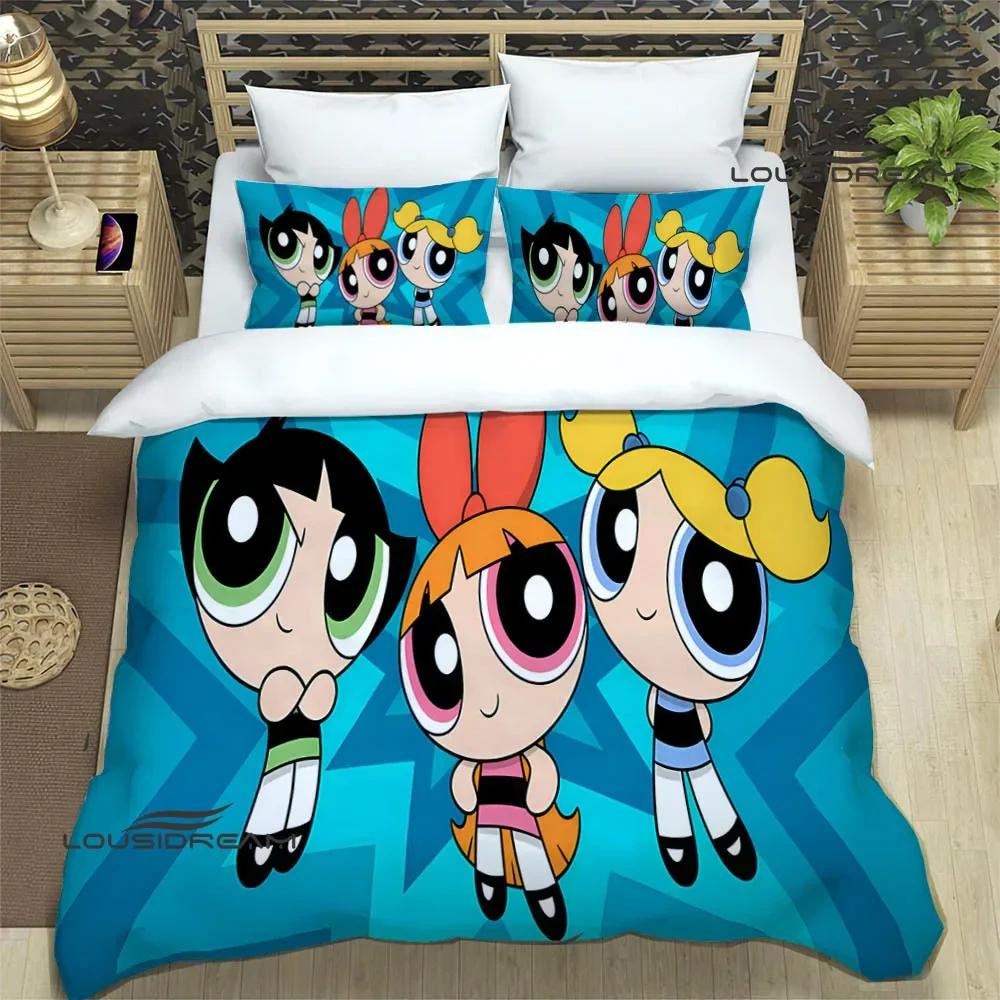3D Мультяшные комплекты постельного белья P-Powerpuff-Girls изысканный набор постельных принадлежностей пододеяльник набор одеяло комплект постельного белья роскошный подарок на день рождения