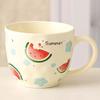 Cute Fruit Pattern Ceramic Mug Strawberry Coffee Cup Oatmeal Breakfast Cup Water Cup Valentine's Day Present Couple Water Cups