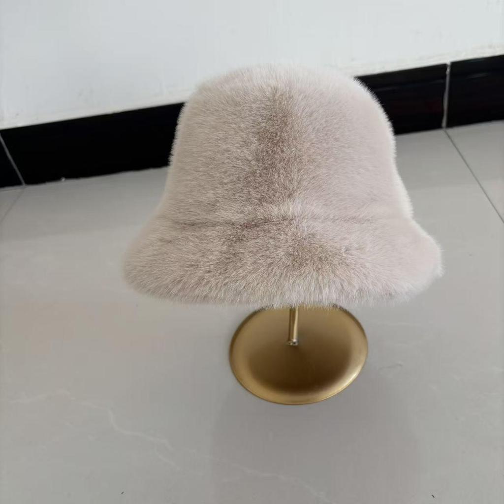 Thickened Faux Mink Fur Mongolian Bucket Hat with Ear Protection for Autumn & Winter