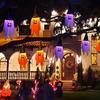 Halloween Light-up Ghost Decoration Spooky LED Witch Hat Ghost Lamp Indoor Outdoor Garden Porch Yard