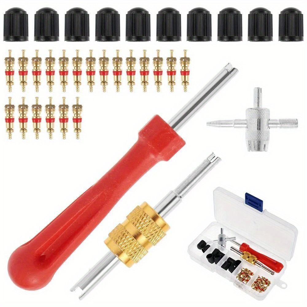 33Pcs Rust-proof Tire Valve Stem Installer Tool Set Multi Function Valve Removal Puller Tool Cars