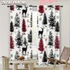 2 шт. шторы для окон с плоской 2D печатью, Рождественский олень, снежинка, клетка, 100% полиэстер, без электричества, для праздника