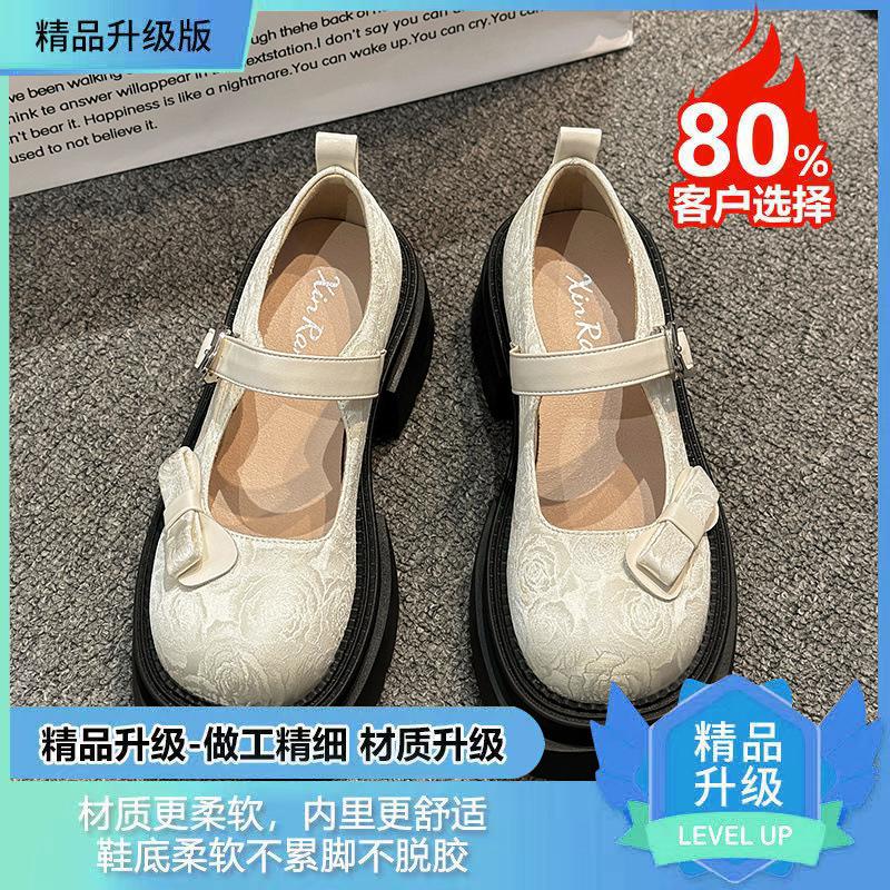 Толстый каблук толстая подошва национальная вышивка туфли Мэри Джейн женские 2025 весна новый темперамент маленькие универсальные весенние и осенние одинарные туфли