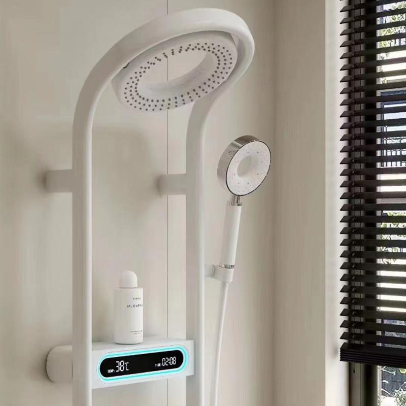 Набор смесителей для душа настенный из белой латуни и ABS термостатический цифровой дисплей набор смесителей для душа с эффектом дождя для ванной комнаты