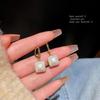 Light Luxury Double-Sided Square Pearl Earrings - Trendy 925 Silver Needle Ear Clips for Women