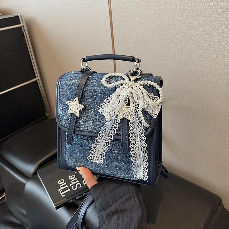 Нишевый портативный рюкзак женский летний новый джинсовый маленькая сумка модный изысканный рюкзак