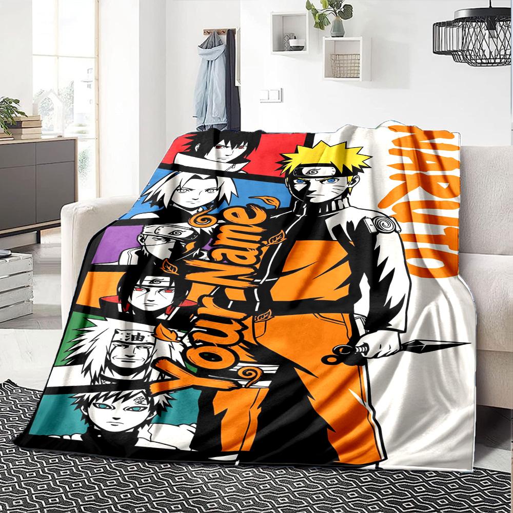 Naruto Character Customize Text Blanket Multi-purpose Personalized Blanket Soft Warm Cozy Versatile for Nap Home Decor Couch Livingroom