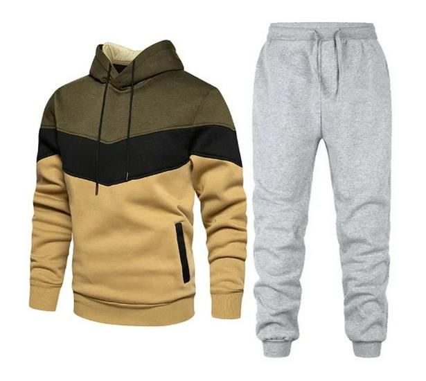 Мужской спортивный костюм с капюшоном и брюками Splicing - повседневная одежда весна/осень 2023