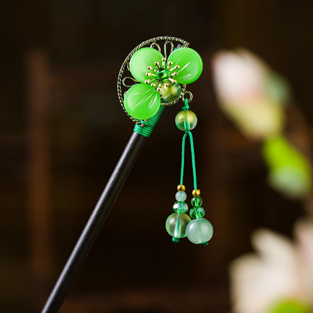 Традиционная вилка для волос Ханьфу, старинный стиль, заколки для волос с цветком, веер, пучок для волос, свадебная вечеринка