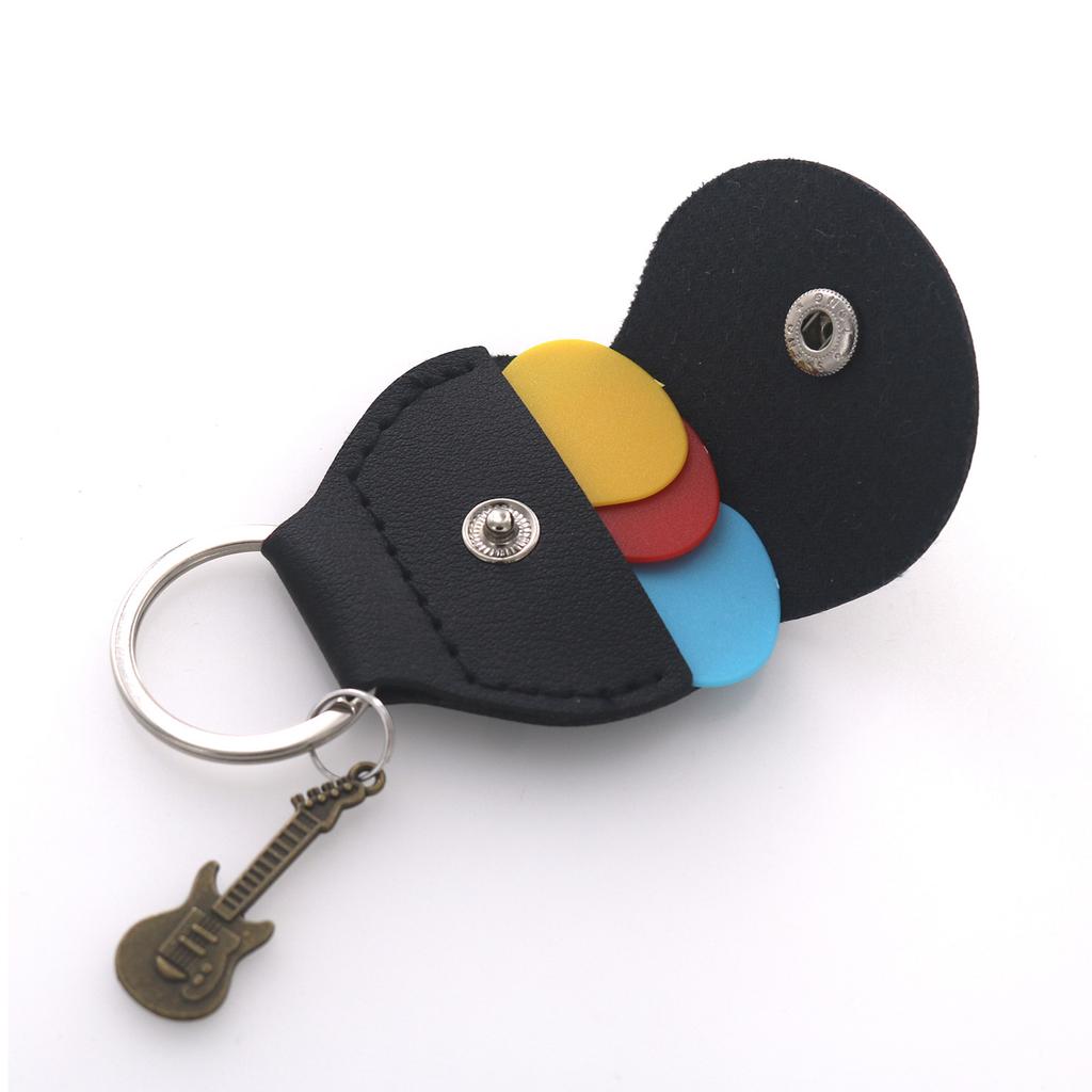 Чехол для медиатора из искусственной кожи с кольцом для ключей и маленькой подвеской Чехол для медиатора для гитары Сумка-футляр для ключей Plectrum