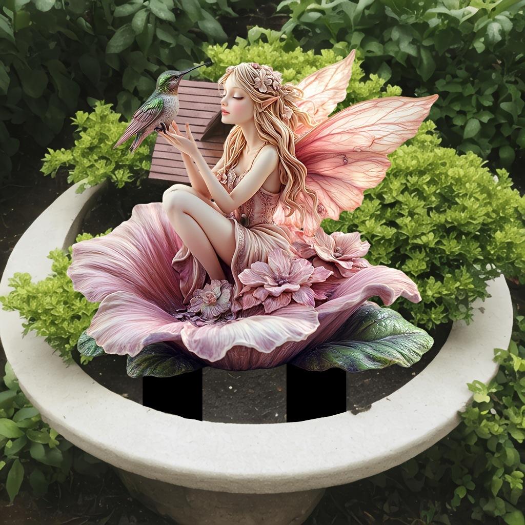 Изысканный, Фея и Колибри, Вставка для садовой карточки, Внутреннее и Наружное Садовое Украшение, Акриловое Украшение, Водонепроницаемая и Износостойкая Вставка