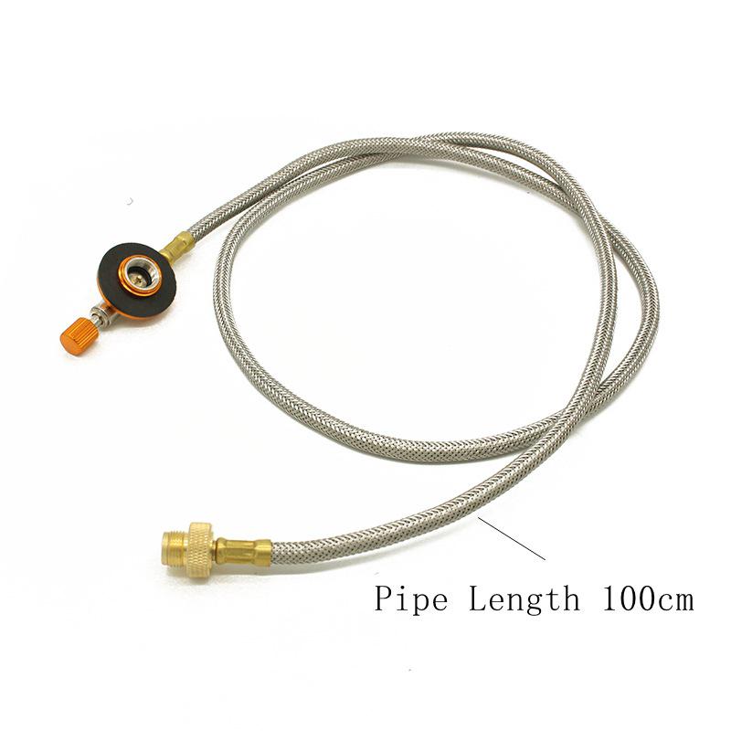 German Standard LPG Stove Head: Outdoor Gas Can Adapter with Long Flat Cassette and Inflatable Valve Connector Pipe