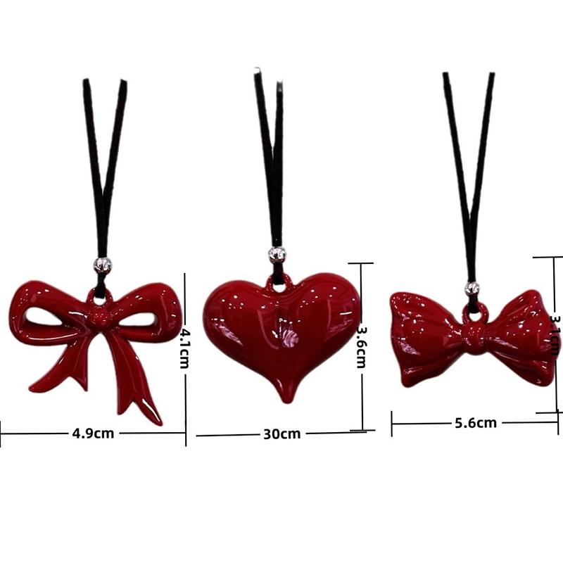 Simple Versatile Red Heart Bowknot Necklace For Women Girls Big Heart Pendant Necklaces Jewelry Accessories Gifts