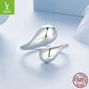 Glossy Water Drop Open Ring For Men And Women, Personalized High Sense 925 Sterling Silver Gold And Silver Two-Color Ring