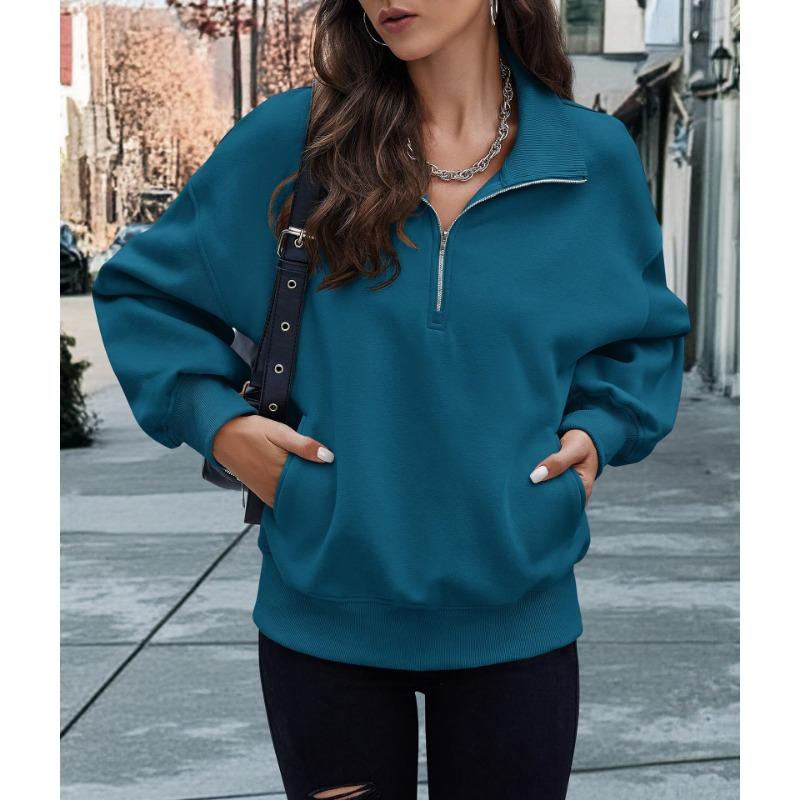 Осенне-зимний женский свитер с двумя карманами на молнии до середины бедра