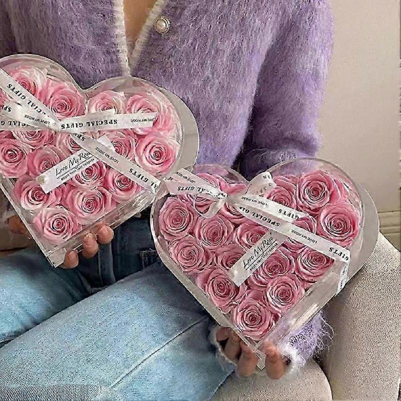 Clear Heart Shaped Plastic Container Transparent Valentine Present Flower Box for Valentine Packaging