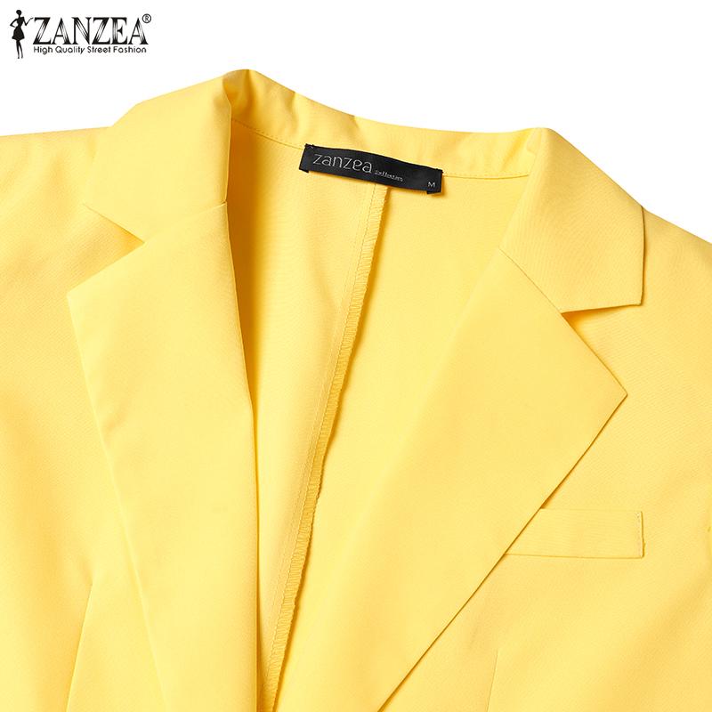 ZANZEA Женский пиджак с коротким рукавом, пальто с воротником с лацканами, элегантные повседневные куртки, верхняя одежда больших размеров