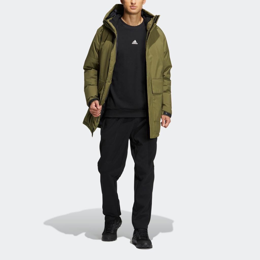 adidas Terrex Mid Down Hooded Jacket Мужская верхняя одежда Военно-зеленый HM9716
