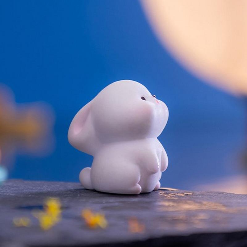 Мультяшный милый кролик на праздник середины осени, кукла, лунный пряник на праздник середины осени, настольные украшения, милый кролик, подарочный орнамент из смолы