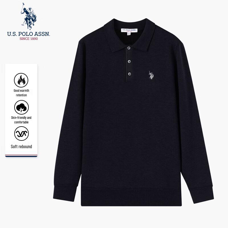 U.S. Polo Assn. Мужская рубашка-поло с длинным рукавом в стиле business casual