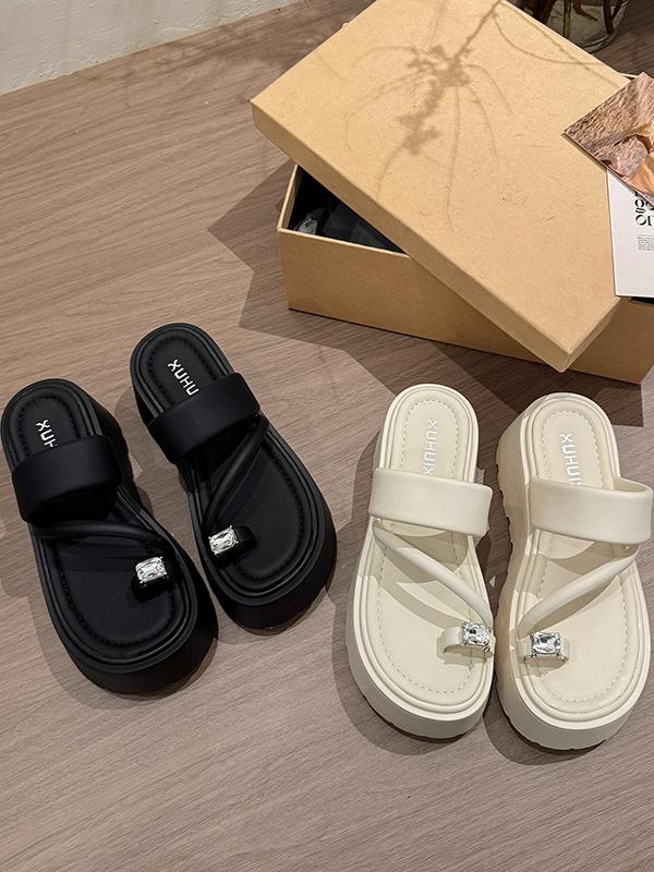 Модная обувь Летние клоги Женские лоферы Тапочки Мягкие шлепанцы Платформа Резина Вьетнамки Pantofle Мода Пляж Комфорт Гавайи 2025