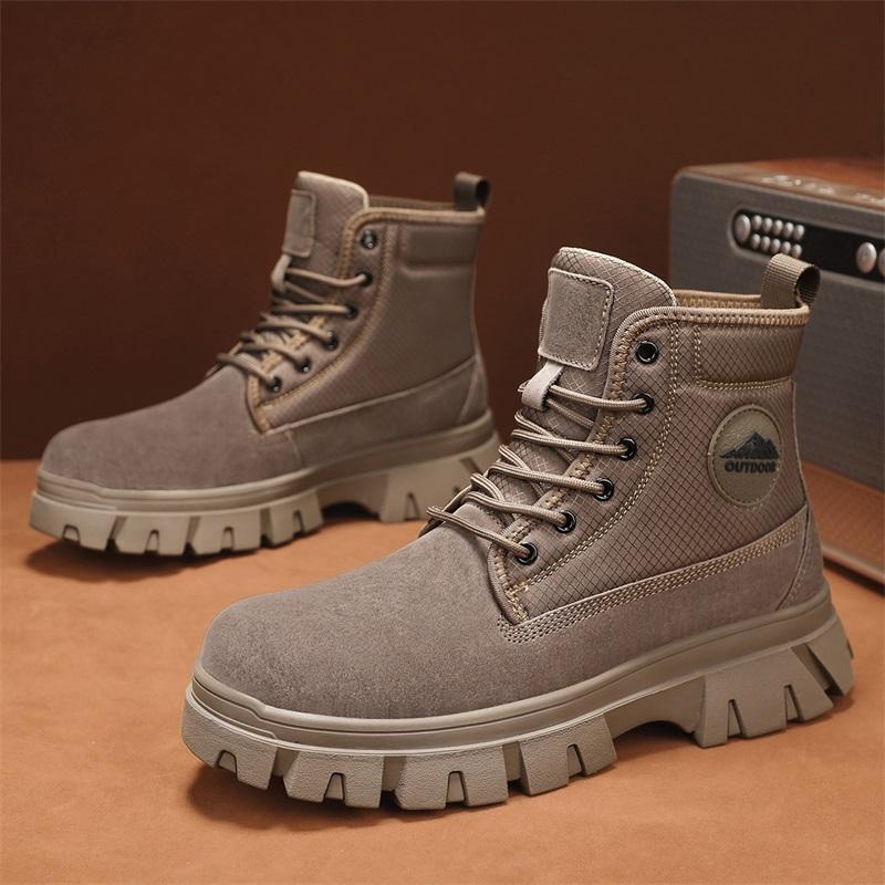 Men's Ankle Boots Genuine Leather Short Boots Retro Snow Boots Warm Casual Plush Shoes