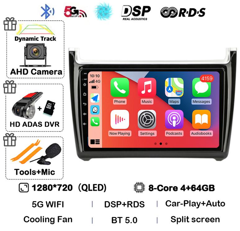 Android 14 Carplay Auto 2din Car Radio For Volkswagen VW Polo 2008-2020 Multimedia Video Player GPS Head Unit Stereo 360 Camera