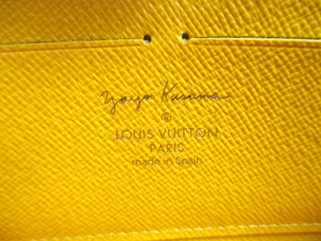 Authentic LOUIS VUITTON Monogram Yellow Leather Kusama Yayoi Dots Zippy Wallet #b048  Open box