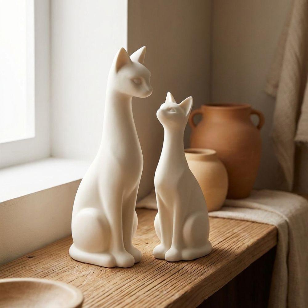 1 Pair 3D Printed Sweet Pair Cat Figurine Minimalist Cat Table Sculpture Bedroom
