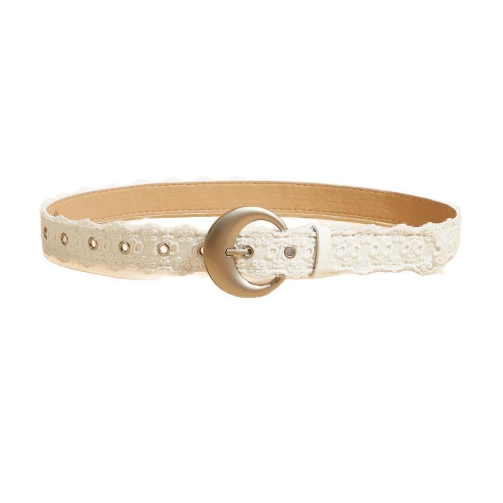Beautiful Floral White Lace Belt Leather Sweet Style Waist Belt Decor Accessory Waist Strap Fashion Accent for Women